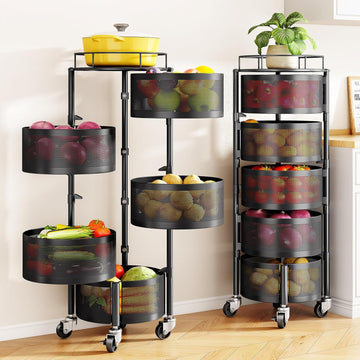 Rolling Basket Rack for Kitchen