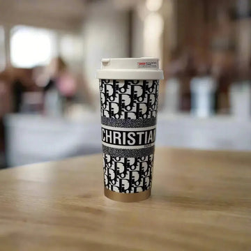 Christian Dior Oblique Travel Coffee Tumbler – Reusable Cup for Hot & Cold Drinks